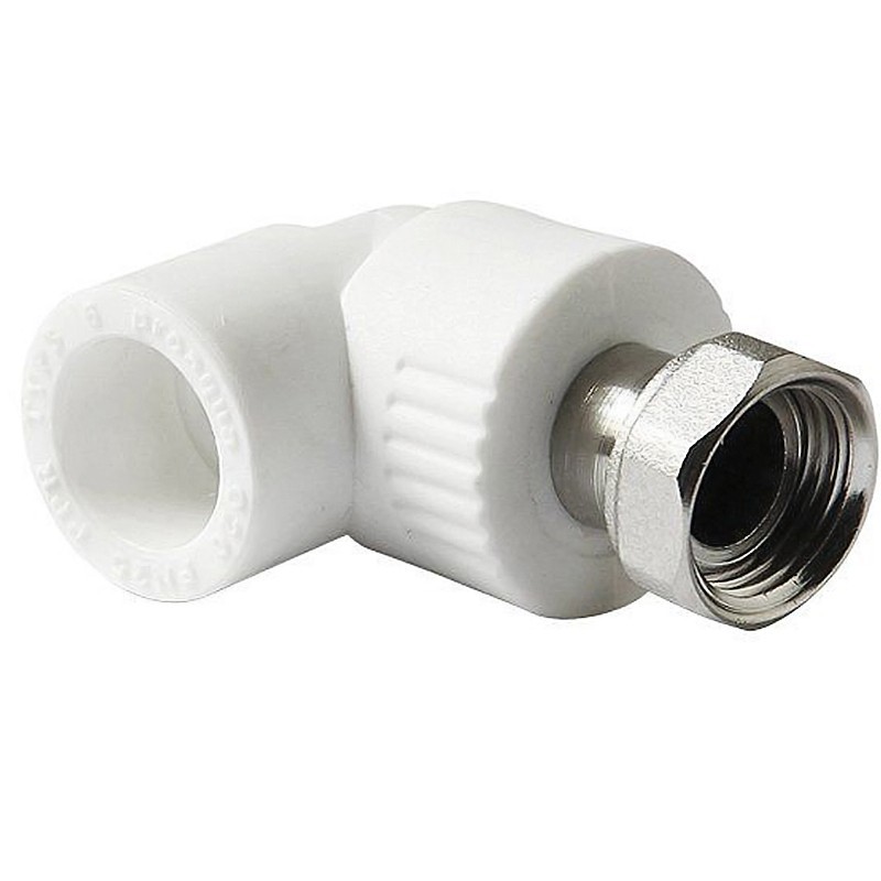 Угольник комбинированный ПП 25-3/4'' PN 25 с накидной гайкой белый Pro Aqua PA29214-1
