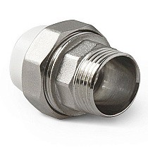 Муфты ПП DN 20-75 PN 25 комбинированные разъёмные с наружной резьбой белые Pro Aqua купить в Самаре | "Проконсим"