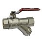 Кран латунный шаровой SGL 11Б27п DN 20 PN 20 с фильтром никелированный муфта-муфта рычаг купить в Самаре | "Проконсим"