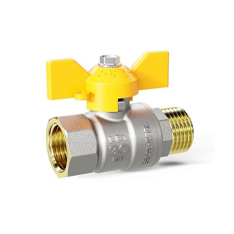 Краны латунные шаровые газовые DN 15-32 PN 25-40 бабочка муфта-штуцер LD Pride GAS купить в Самаре | "Проконсим"
