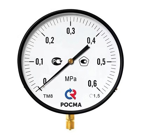 Манометр Росма ТМ-810Р.00 котловый, 250мм, 0-10кгс/см2, резьба M20x1,5, радиальный, класс точности 1,5 купить в Самаре | "Проконсим" Манометр Росма ТМ-810Р.00 котловый, 250мм, 0-10кгс/см2, резьба M20x1,5, радиальный, класс точности 1,5 купить в Самаре | "Проконсим"