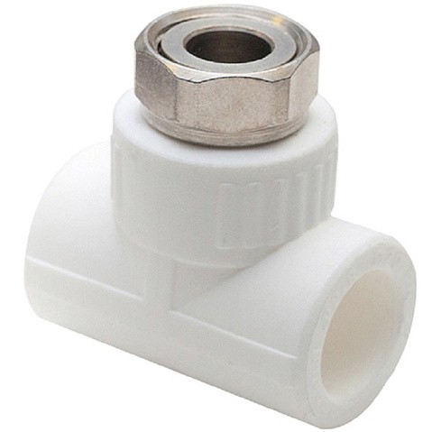 Тройник комбинированный ПП 20-1/2'' PN 25 с накидной гайкой белый РТП 14269 купить в Самаре | "Проконсим"