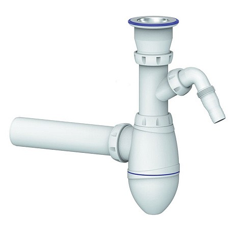 Сифон для умывальника Unicorn А310V, 40х40 прямой отвод, 1 1/2'' х40 чаша из нержавеющей стали с отводом для стиральной машины купить в Самаре | "Проконсим"