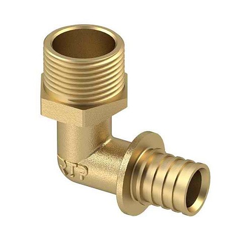 Угольник латунный для PEX труб  16-1/2''  PN 16  под надвижную гильзу с наружной резьбой  РосТурПласт купить в Самаре | "Проконсим"