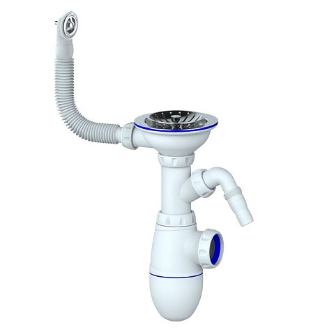 Сифон для мойки Unicorn В431V, без отвода, 3 1/2'' х40 с отводом для стиральной машины, круглый перелив купить в Самаре | "Проконсим"
