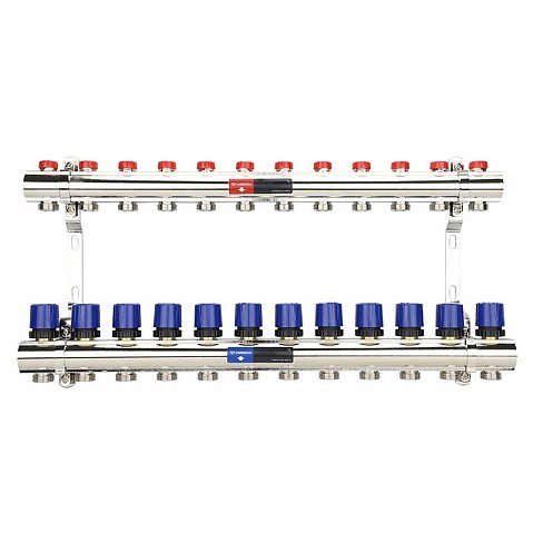 Коллекторная группа из латуни DN 25-12 вых. G-3/4'' евроконус, без расходомеров, без дренажного крана и воздухоотводчика VARMEGA VM15812 купить в Самаре | "Проконсим"