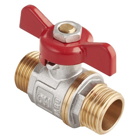 Кран латунный шаровой MVI AquaHit BV.315.04 DN 20 PN 25 бабочка штуцер-штуцер полнопроходной никелированный купить в Самаре | "Проконсим"