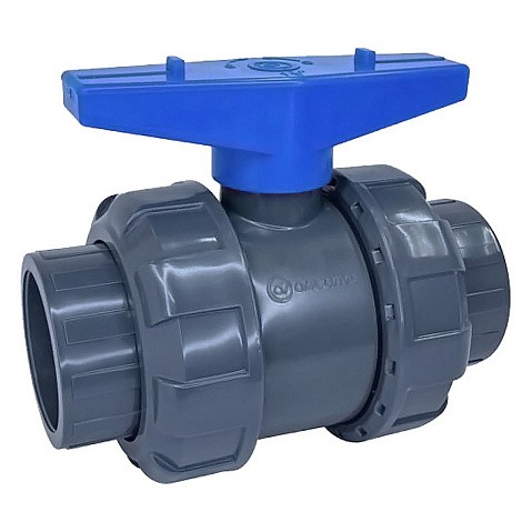 Кран шаровый клеевой НПВХ DN 63 PN 16 уплотнение EPDM/TPV черный Aquaviva AQVBVD63 купить в Самаре | "Проконсим"