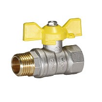 Краны латунные шаровые газовые DN 15-32 PN 25-40 никелированные бабочка муфта-штуцер Temper серия 83 ГОСТ Р 59553 купить в Самаре | "Проконсим"