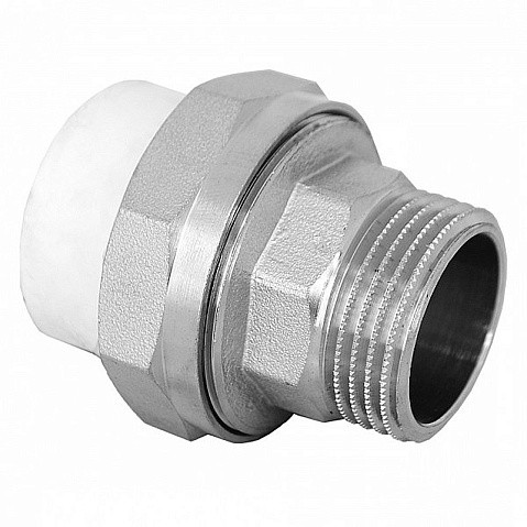 Муфта комбинированная ПП 20-3/4'' PN 25 разъёмная с наружной резьбой белая РТП 10641 купить в Самаре | "Проконсим"
