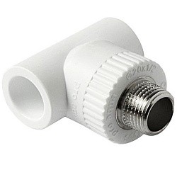  Тройник комбинированный ПП 25-1/2'' PN 25, с наружной резьбой, белый, Pro Aqua PA25012P  (251439305) со склада Проконсим в Самаре