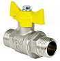 Краны латунные шаровые газовые 11Б27фт1М DN 15-20 PN 40 никелированные бабочка шт-шт Valfex.279 Standart ГОСТ Р 59553 купить в Самаре | "Проконсим"