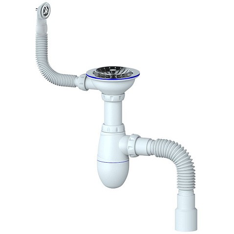 Сифон для мойки Unicorn В426P, 40х50 гибкий отвод, 3 1/2'' х40 чаша из нержавеющей стали, прямоугольный перелив купить в Самаре | "Проконсим"