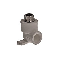 Угольник установочный двойной ПП 20-1/2'' PN 25 с наружной резьбой серый купить в Самаре | "Проконсим"