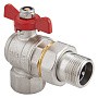 Кран латунный шаровой MVI BV.522 DN 25 PN 40 угловой никелированный полнопроходной американка бабочка
