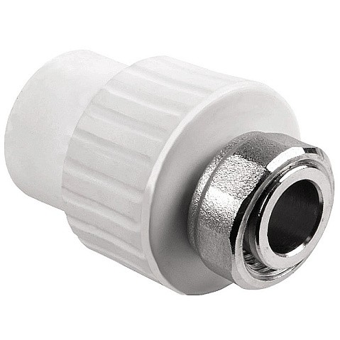 Муфта комбинированная ПП 20-3/4'' PN 25 с накидной гайкой белая РТП 10697 купить в Самаре | "Проконсим"
