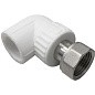Угольник комбинированный ПП 20-1/2'' PN 25 с накидной гайкой белый VALFEX  купить в Самаре | "Проконсим"
