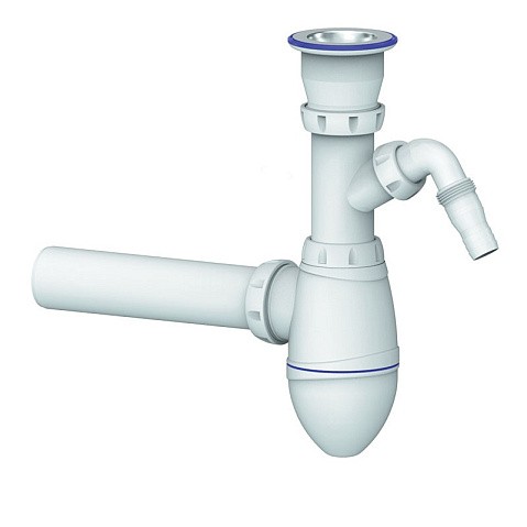 Сифон для мойки Unicorn В310V, 40х40 прямой отвод, 1 1/2'' х40 чаша из нержавеющей стали с отводом для стиральной машины купить в Самаре | "Проконсим"