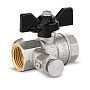 Кран латунный шаровой DN 15 PN 40 никелированный под манометр муфта-муфта бабочка LD Pride купить в Самаре | "Проконсим"