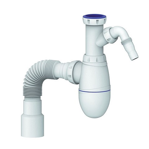 Сифон для мойки Unicorn В520V, 40х50 гибкий отвод, 1 1/2'' х40 с отводом для стиральной машины преходник 40х32 купить в Самаре | "Проконсим"