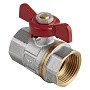 Кран латунный шаровой MVI AquaHit BV.313.04 DN 20 PN 25 бабочка муфта-муфта полнопроходной никелированный