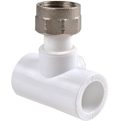  Тройник ПП с накидной гайкой 32-1 1/4'' PN 25 белый РВК 20906 (930659270) со склада Проконсим в Самаре