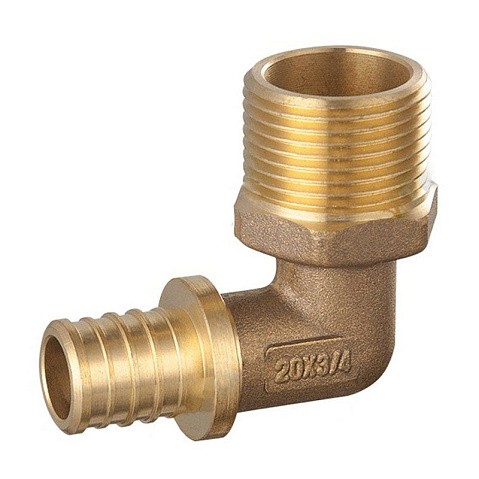 Угольник латунный для PEX DN 20 с наружной резьбой 1/2'' под надвижную гильзу PLP купить в Самаре | "Проконсим"