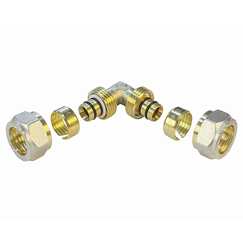 Угольник латунный для PEX труб 16-16 PN 10 обжимной никелированный Valfex VF.351.N  купить в Самаре | "Проконсим"