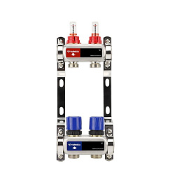  Коллекторная группа из нержавеющей стали DN 25-2 вых. G-3/4'', евроконус, с расходомерами, без дренажного крана и воздухоотводчика, VARMEGA VM15102 (930416000) со склада Проконсим в Самаре