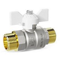 Краны латунные шаровые DN 15-25 PN 40 никелированные бабочка белая штуцер-штуцер LD Pride 47.304 купить в Самаре | "Проконсим"
