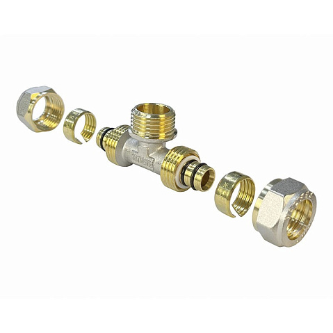 Тройник латунный для PEX труб 20-3/4''-20 PN 10 обжимной никелированный Valfex VF.333.N  купить в Самаре | "Проконсим"