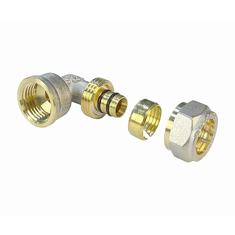 Угольник латунный для PEX труб 16-1/2'' PN 10 обжимной никелированный Valfex VF.352.N  купить в Самаре | "Проконсим"