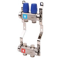 Коллекторная группа из нержавеющей стали DN 25-2 выхода G-3/4'' без расходомеров, без дренажного крана и воздухоотводчика, евроконус MVI MS.402.06 купить в Самаре | "Проконсим"