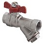 Кран латунный шаровой MVI BV.632 DN 15 PN 25 с фильтром никелированный полнопроходной муфта-муфта бабочка купить в Самаре | "Проконсим"
