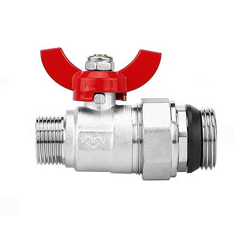 Кран шаровой латунный DN 25 PN 10 никелированный прямой  для коллектора (2 шт.) Varmega VM15951 купить в Самаре | "Проконсим"
