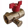 Кран латунный шаровой DN 20 PN 16 с дренажными патрубками G3/4'' муфта-муфта бабочка Пензапромарматура