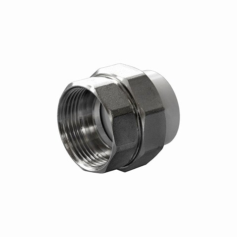 Муфтаразъемная ПП 25-1/2''  с внутренней резьбой белая Политэк купить в Самаре | "Проконсим"