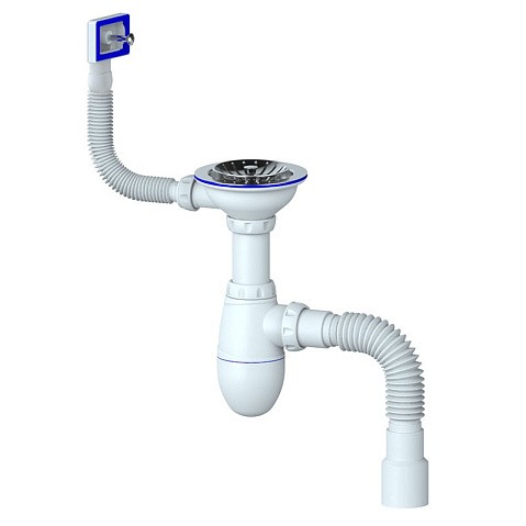 Сифон для мойки Unicorn В425P, 40х50 гибкий отвод, 3 1/2'' х40 чаша из нержавеющей стали, прямоугольный перелив купить в Самаре | "Проконсим"