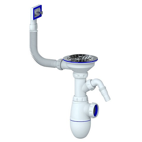 Сифон для мойки Unicorn В430V, без отвода, 3 1/2'' х40 с отводом для стиральной машины, прямоугольный перелив купить в Самаре | "Проконсим"