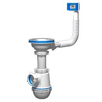 Сифон для моек бутылочный АНИ A0145S 3 1/2" с гибким переливом купить в Самаре | "Проконсим"