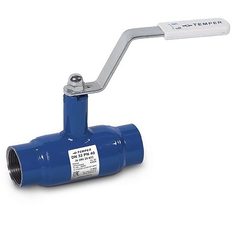 Кран стальной шаровой DN 32 PN40 120мм полнопроходной муфта-муфта с ручкой Temper купить в Самаре | "Проконсим"