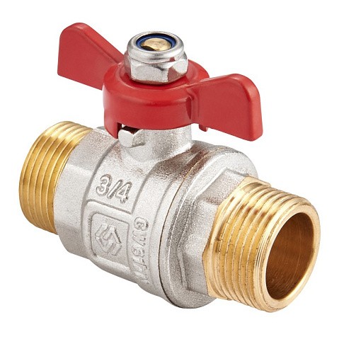 Кран латунный шаровой MVI BV.515 DN 20 PN 40 никелированный полнопроходной штуцер-штуцер бабочка купить в Самаре | "Проконсим"