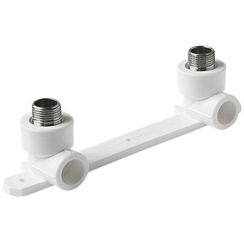 Угольник установочный двойной ПП 20-1/2'' PN 25 с наружной резьбой белый VALFEX  купить в Самаре | "Проконсим"