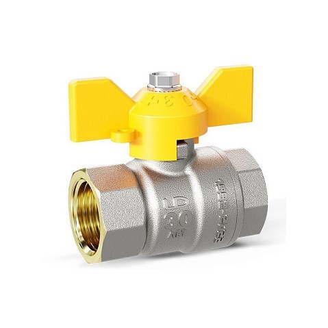 Краны латунные шаровые газовые DN 15-32 PN 25-40 никелированные бабочка муфта-муфта LD Pride GAS купить в Самаре | "Проконсим"