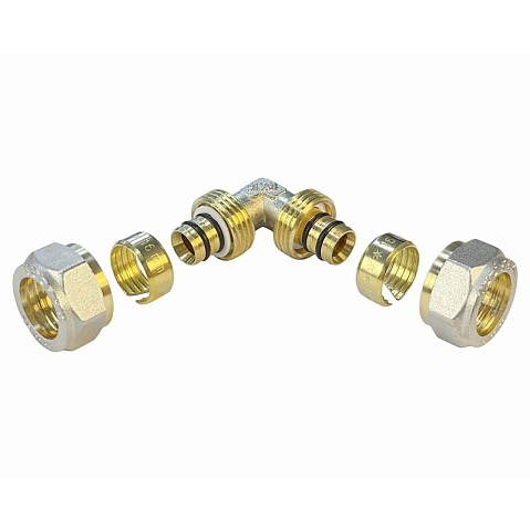 Угольники латунные для PEX труб DN 16-20 PN 10 обжимные никелированные Valfex VF.351.N купить в Самаре | "Проконсим"