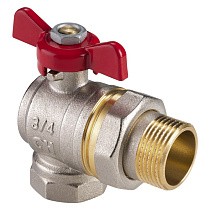 Краны латунные шаровые DN 15-50 PN 25 никелированные угловой бабочка муфта-штуцер американка MVI AquaHit BV.322.05 купить в Самаре | "Проконсим"
