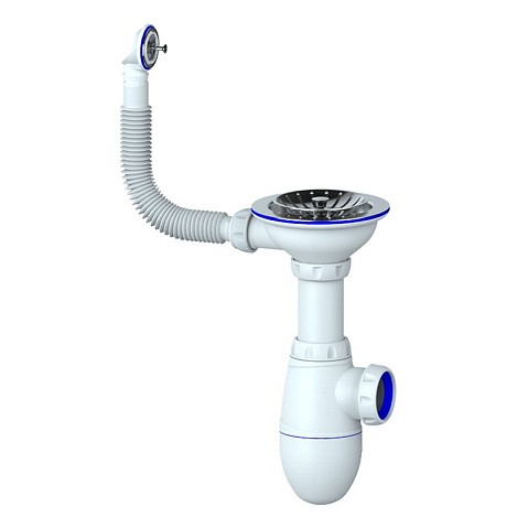 Сифон для мойки Unicorn В411, без отвода, 3 1/2'' х40 чаша из нержавеющей стали, круглый перелив купить в Самаре | "Проконсим"
