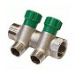 Коллектор латунный никелированный DN 20 2 выхода G 1/2'' с запорными клапанами плоское присоединение отвода,SGL купить в Самаре | "Проконсим"