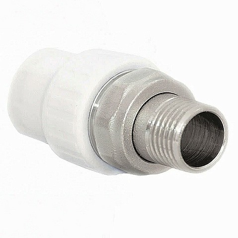 Муфта для радиатора ПП 20-3/4'' PN 25 с американкой белая РТП 14629 купить в Самаре | "Проконсим"