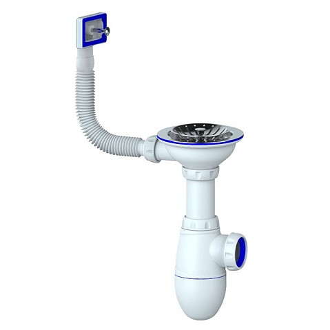 Сифон для мойки Unicorn В410P, без отвода, 3 1/2'' х40 чаша из нержавеющей стали, прямоугольный перелив купить в Самаре | "Проконсим"